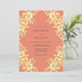 Invitation Mariage Botanique Jaune Corail (Debout devant)