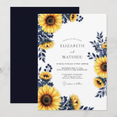 Invitation Mariage Botanique Jaune d'Automne (Devant / Derrière)