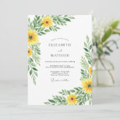 Invitation Mariage Botanique Jaune de Printemps (Debout devant)
