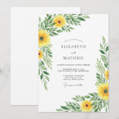 Invitation Mariage Botanique Jaune de Printemps (Devant / Derrière)