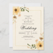 Invitation Mariage botanique jaune doré (Devant)