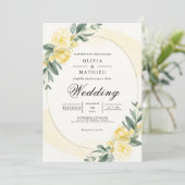 Invitation Mariage botanique jaune doux (Debout devant)