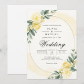 Invitation Mariage botanique jaune doux (Devant / Derrière)