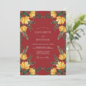 Invitation Mariage Botanique Jaune Écarlate (Debout devant)