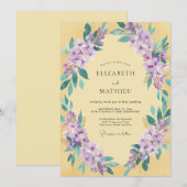 Invitation Mariage Botanique Jaune Ensoleillé (Devant / Derrière)