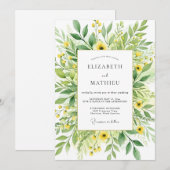 Invitation Mariage Botanique Jaune et Animé (Devant / Derrière)