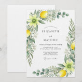 Invitation Mariage botanique jaune fantaisiste (Devant / Derrière)