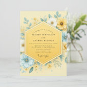 Invitation Mariage Botanique Jaune Fantaisiste (Debout devant)