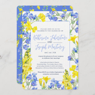 Invitation mariage botanique jaune fleur sauvage