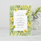 Invitation Mariage Botanique Jaune Joyeux de Printemps (Debout devant)
