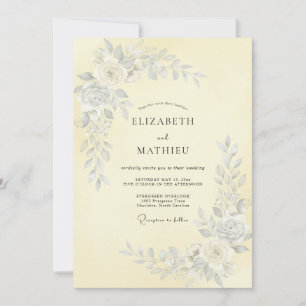 Invitation Mariage Botanique Jaune Pâle Fantaisiste