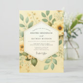 Invitation Mariage Botanique Jaune Romantique (Debout devant)
