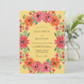 Invitation Mariage Botanique Jaune Vibrant d'Été (Debout devant)