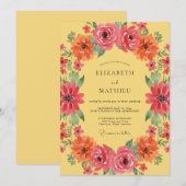 Invitation Mariage Botanique Jaune Vibrant d'Été (Devant / Derrière)