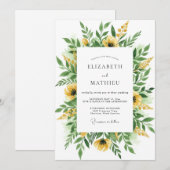 Invitation Mariage Botanique Jaune Vif (Devant / Derrière)