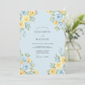 Invitation Mariage Botanique Joyeux Bleu Clair (Debout devant)