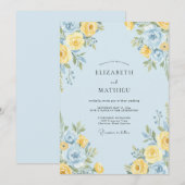 Invitation Mariage Botanique Joyeux Bleu Clair (Devant / Derrière)