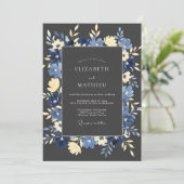 Invitation Mariage Botanique Laurier Navy (Debout devant)