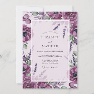 Invitation Mariage botanique lavande pourpre