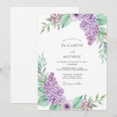 Invitation Mariage Botanique Lavande Pristine (Devant / Derrière)