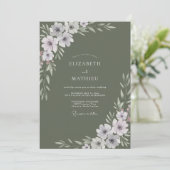 Invitation Mariage Botanique Lilas Sage (Debout devant)