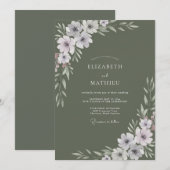 Invitation Mariage Botanique Lilas Sage (Devant / Derrière)