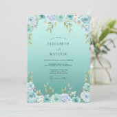 Invitation Mariage Botanique Lumineux Sarcelle (Debout devant)
