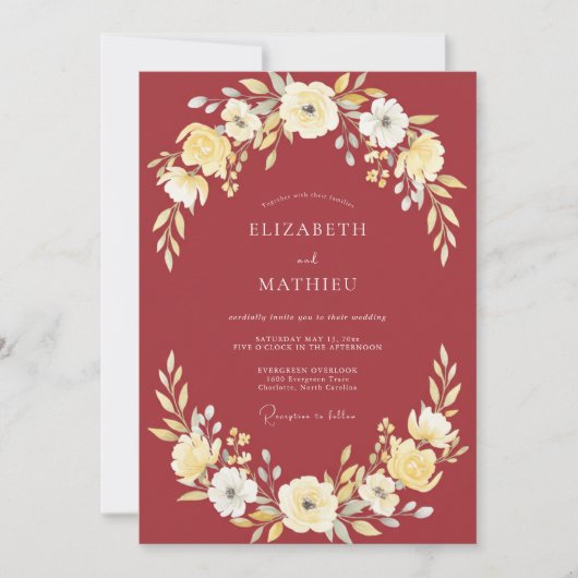 Invitation Mariage Botanique Lustré de Bourgogne (Devant)