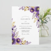 Invitation Mariage Botanique Lustré Violet (Debout devant)