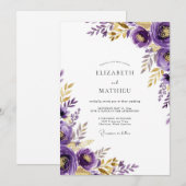 Invitation Mariage Botanique Lustré Violet (Devant / Derrière)