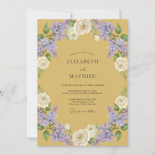 Invitation Mariage Botanique Luxueux Moutarde