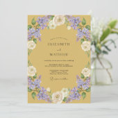 Invitation Mariage Botanique Luxueux Moutarde (Debout devant)