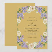 Invitation Mariage Botanique Luxueux Moutarde (Devant / Derrière)
