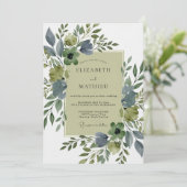 Invitation Mariage Botanique Luxueux Vert Sauge (Debout devant)