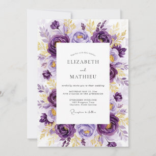 Invitation Mariage Botanique Luxueux Violet