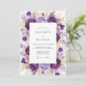 Invitation Mariage Botanique Luxueux Violet (Debout devant)