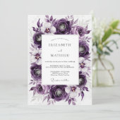 Invitation Mariage botanique luxueux violet (Debout devant)