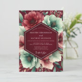 Invitation Mariage Botanique Luxuriant Bourgogne (Debout devant)