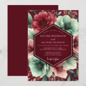 Invitation Mariage Botanique Luxuriant Bourgogne (Devant / Derrière)