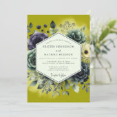 Invitation Mariage botanique luxuriant Chartreuse (Debout devant)