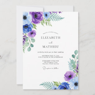 Invitation Mariage botanique luxuriant Indigo