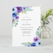 Invitation Mariage botanique luxuriant Indigo (Debout devant)