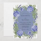 Invitation Mariage Botanique Luxuriant Pervenche (Devant / Derrière)