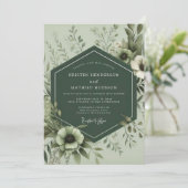 Invitation Mariage Botanique Luxuriant Sage (Debout devant)