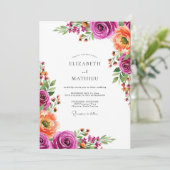 Invitation Mariage Botanique Magenta Bloom (Debout devant)