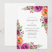 Invitation Mariage Botanique Magenta Bloom (Devant / Derrière)