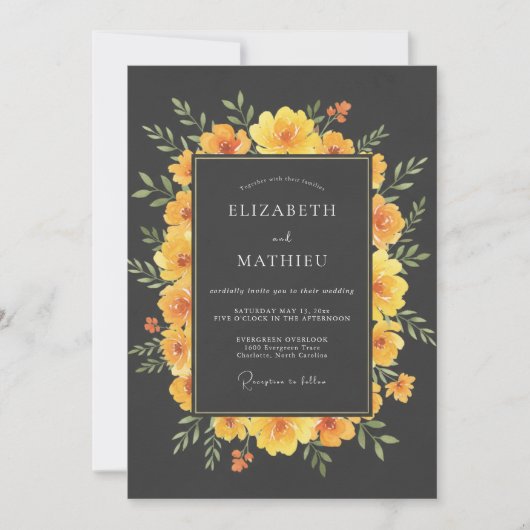 Invitation Mariage Botanique Marigold Gras (Devant)