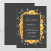 Invitation Mariage Botanique Marigold Gras (Devant / Derrière)