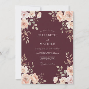 Invitation Mariage Botanique Marron Clair