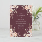 Invitation Mariage Botanique Marron Clair (Debout devant)